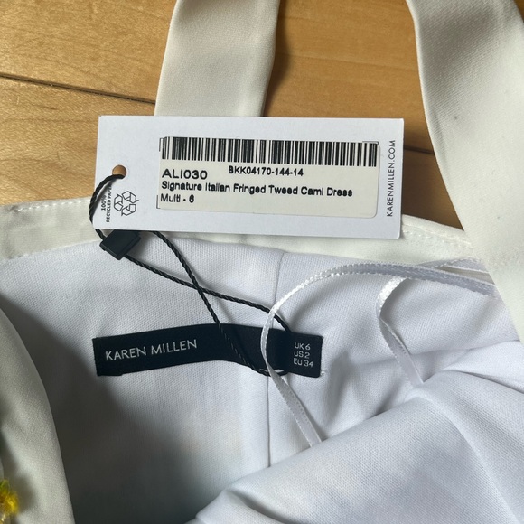 Karen Millen Italian fringed tweed dress SZ 2 - Picture 3 of 4